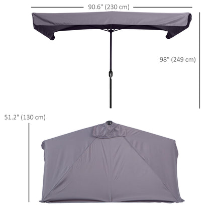 Outsunny 2.3m Half Parasol Semi Round Umbrella Patio Metal Frame Crank Handle for Balcony-- NO BASE INCLUDED, Grey 