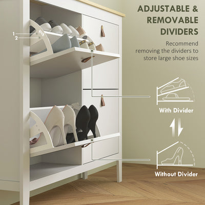 HOMCOM Modern Four-Drawer Shoe Cabinet - White 