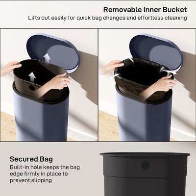 HOMCOM 30 L Modern Curved Kitchen Bin - Grey 