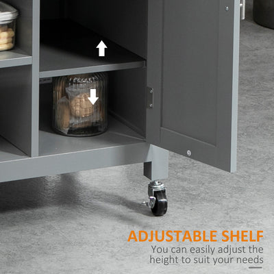 HOMCOM Compact Kitchen Trolley Utility Cart on Wheels with Open Shelf & Storage Drawer for Dining Room, Kitchen, Grey 