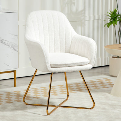 HOMCOM Set of Two Sherpa Fleece Dining Chairs - Cream 