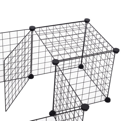 PawHut DIY Pet Playpen Metal Wire Fence 12 Panel Enclosure Indoor Outdoor Guinea Pig Bunny Small Animals Cage Black 