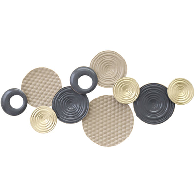 HOMCOM Metal Wall Art, Modern Hanging Wall Decor with Multi-Disc Design for Living Room Bedroom Dining Room 
