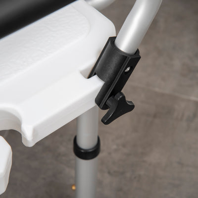 HOMCOM Shower Chair for the Elderly and Disabled, Height Adjustable Shower Stool with Back and Flipped Padded Arms, Suction Foot Pads, White 
