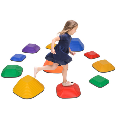 AIYAPLAY Balance Stepping Stones for Kids, 11-Piece Non-Slip Stackable River Stones, Obstacle Courses for Balance and Motor Skill 