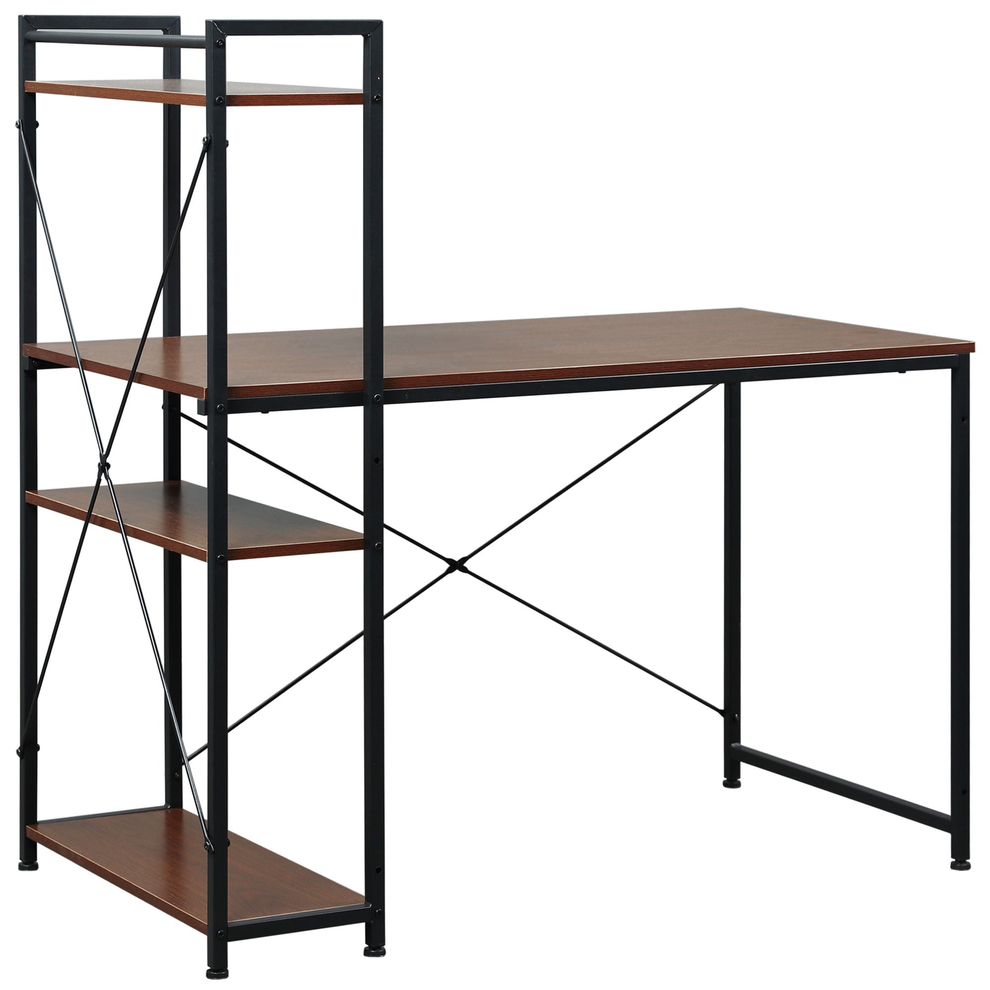 HOMCOM Computer Desk with Storage Shelves on Left or Right, Industrial Reversible Writing Desk for Home Office, Study, Easy Assembly, 120 x 64 x 121cm, Walnut and Black 