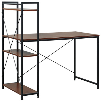 HOMCOM Computer Desk with Storage Shelves on Left or Right, Industrial Reversible Writing Desk for Home Office, Study, Easy Assembly, 120 x 64 x 121cm, Walnut and Black 