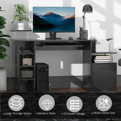 HOMCOM Computer Desk PC Workstation with Drawer Shelves CPU Storage Rack Home Office Furniture 152 x 60 x 88cm (BLACK) 