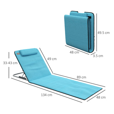 Outsunny Set of Two Metal Frame Beach Chairs, with Reclining Backs - Blue 