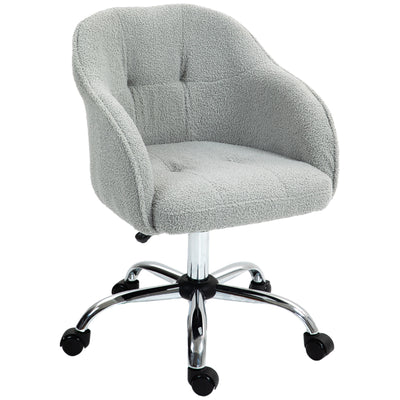 HOMCOM Teddy Fleece Swivel Office Chair - Grey 
