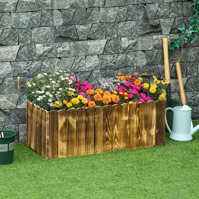 Outsunny 70L Raised Garden Bed, Wooden Rectangle Planter Box, Outdoor Herb Vegetable Flower Pot (80L x 33W x 30H cm) 