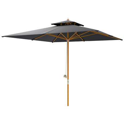 Outsunny 3 m Square Canopy Parasol - Black 