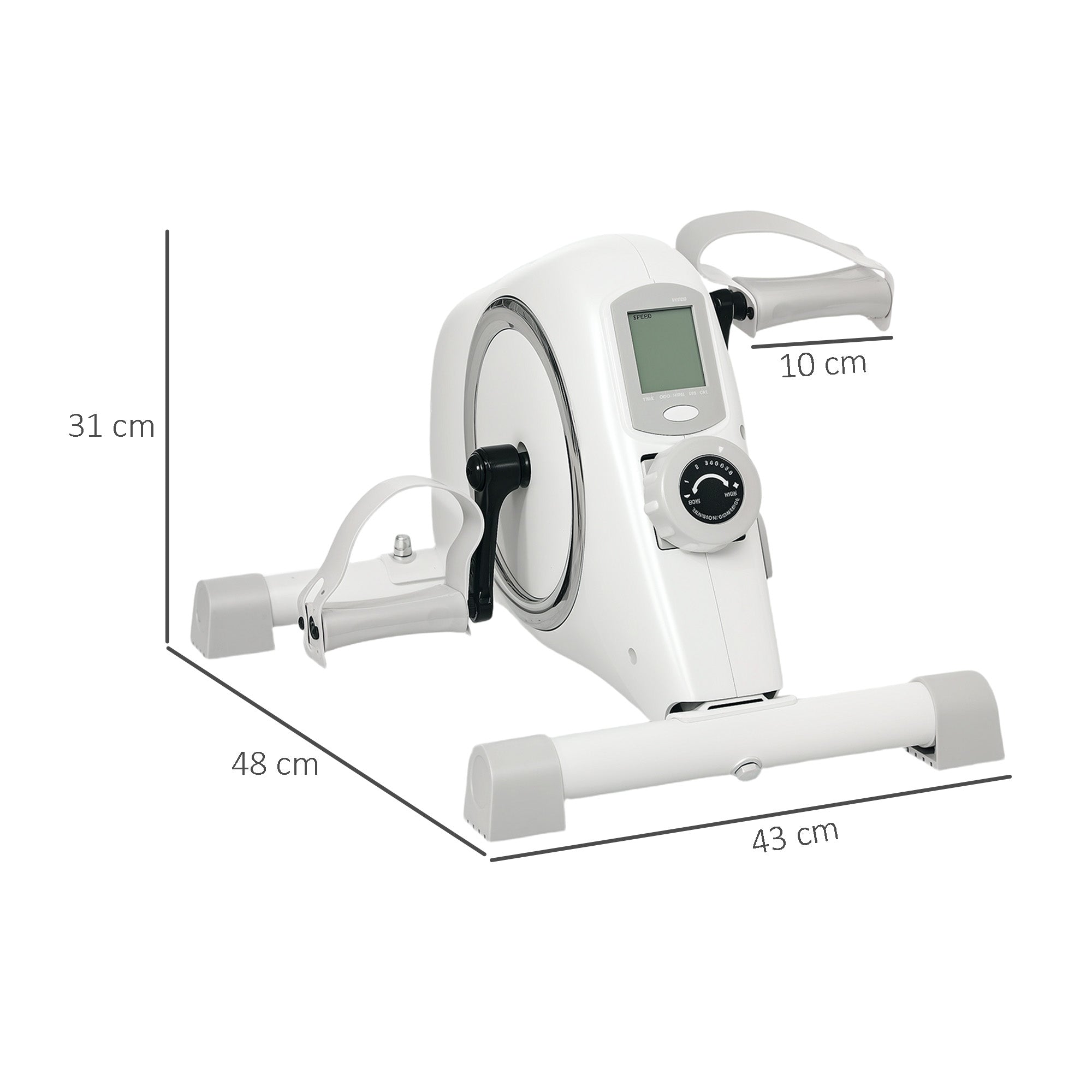 SPORTNOW Mini Exercise Bike, Sit Down Pedal Exerciser with 8-Level Quiet Magnetic Resistance and LCD Display, Portable Under Desk Bike for Arm and Leg Home Gym Office Workout, White 