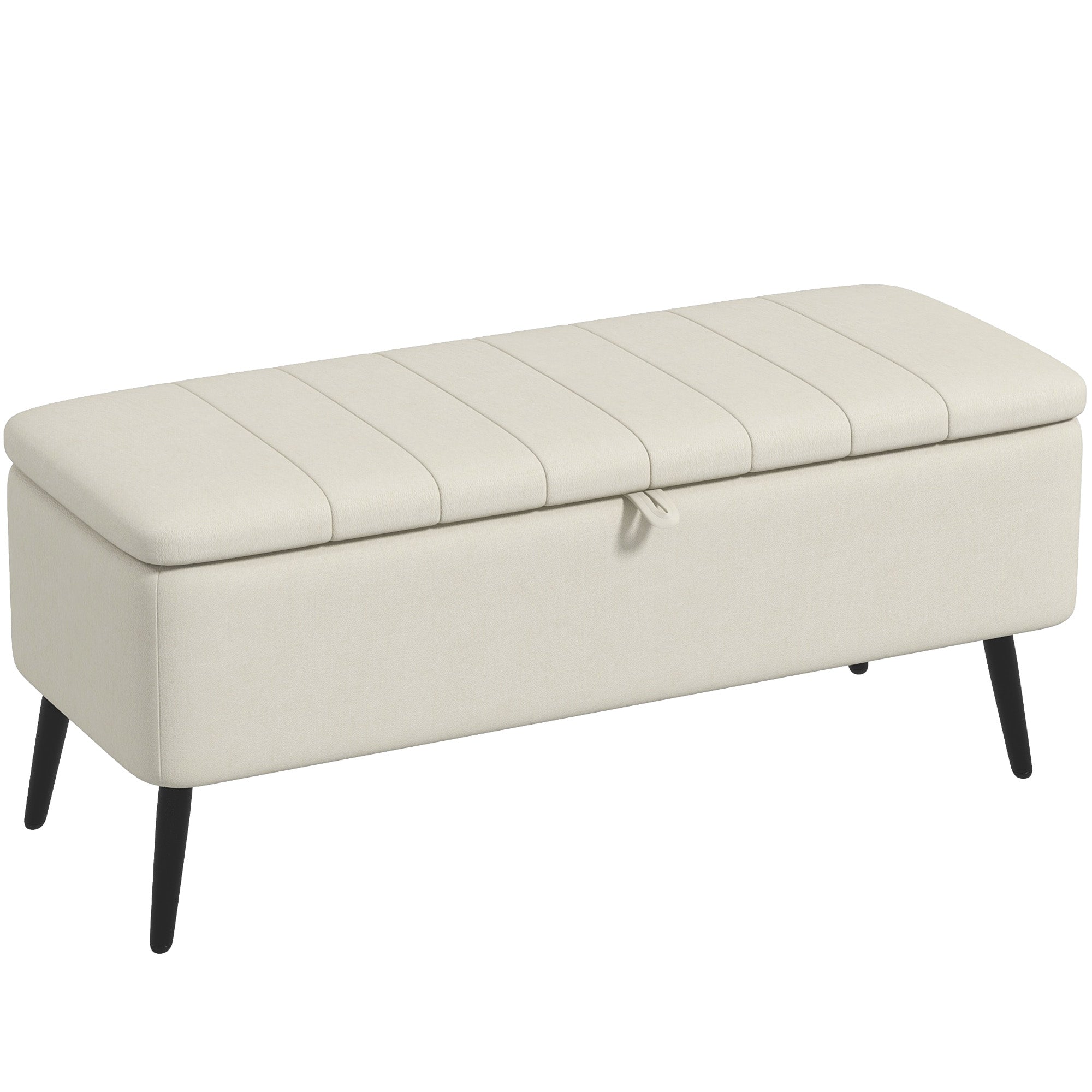 HOMCOM Linen-Look 92 x 31cm Storage Ottoman - Cream White 