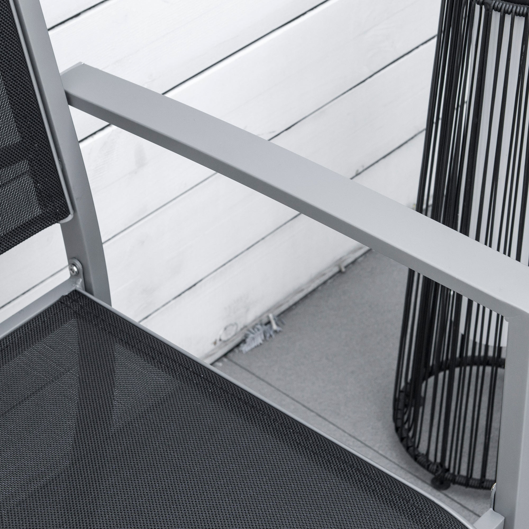 Outsunny Garden Chairs Set Of 2 Outdoor Chairs with Steel Frame Texteline Seats for Dining Patio Balcony Grey and Black