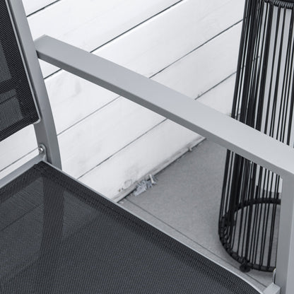 Outsunny Garden Chairs Set Of 2 Outdoor Chairs with Steel Frame Texteline Seats for Dining Patio Balcony Grey and Black