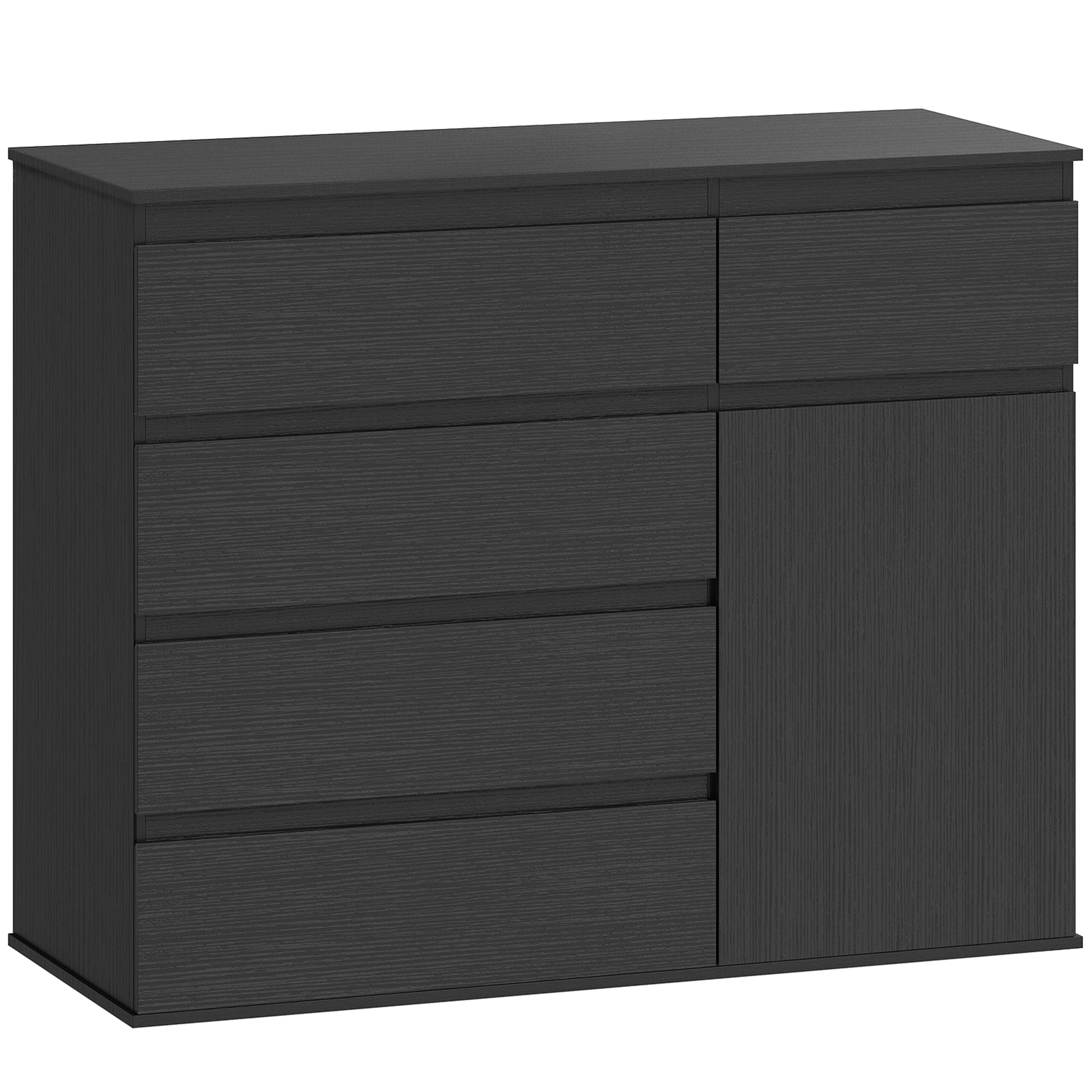 HOMCOM Modern Chest Of Drawers, 5 Drawer Dresser with Adjustable Shelf, Soft-Close Door, Black 