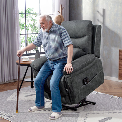 HOMCOM Power Lift Recliner Chair with Vibration Massage, Heat, USB - Grey 
