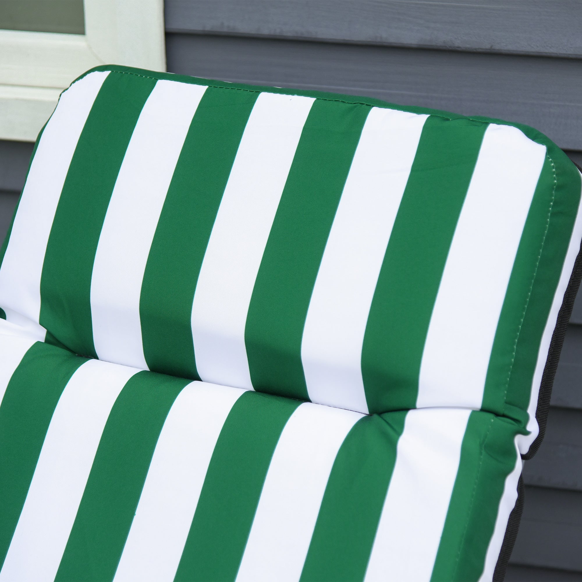 Outsunny 2 Pieces Outdoor Sun Lounger Set with Cushions, Patio Folding 5-Level   Adjustable Backrest Recliner Chairs Set of 2 with High Backrest and Armrests, Green & White 