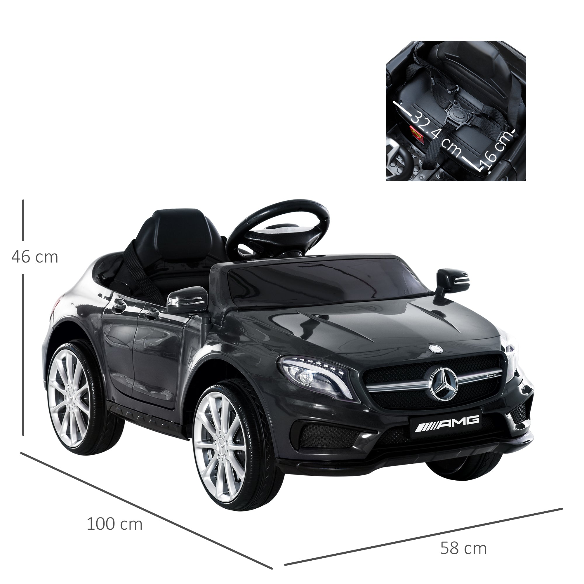 HOMCOM Mercedes Benz GLA Licensed 6V Kids Electric Ride On Car Toy with Remote Control Music Headlight for 3 Years Old Black 