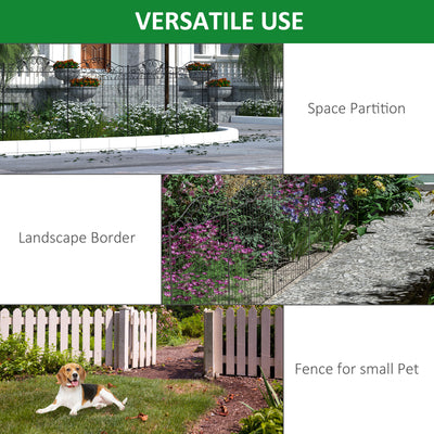 Outsunny Garden Decorative Fence 4 Panels 44in x 12ft Metal Wire Landscape Border Edging 