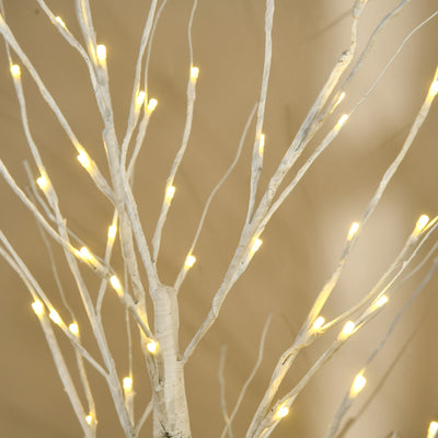 HOMCOM 6ft Artificial White Birch Tree Light with Warm White Pre-Lit LED Light for Indoor and Covered Outdoor Use 