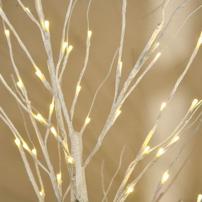 HOMCOM 6ft Artificial White Birch Tree Light with Warm White Pre-Lit LED Light for Indoor and Covered Outdoor Use 