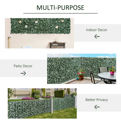 Outsunny 1-Piece Artificial Leaf Hedge Screen Privacy Fence Panel for Garden Outdoor Indoor Decor, Dark Green, 3M x 1.5M 