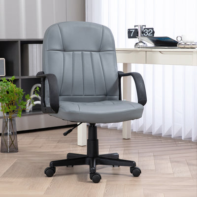 HOMCOM Swivel Executive Office Chair PU Leather Computer Desk Chair Office Furniture Gaming Seater - Grey 