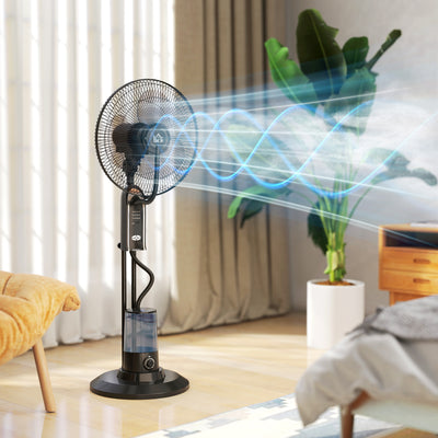 HOMCOM Pedestal Fan with Water Mist Spray, Spray Misting Fan with 70° Oscillation, Tilt Head, 3 Speeds, 3 Modes, Adjustable Mist, 3.2L Water Tank, for Home, 120 cm 