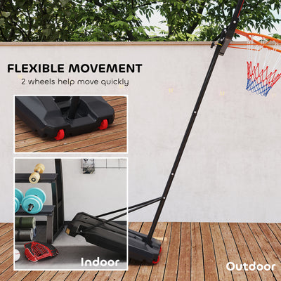 AIYAPLAY Basketball Hoop Outdoor Indoor, 210-260cm Height Adjustable Basketball Hoop with Wheels, Larger Base, for 6+ Years, Red 