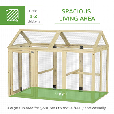 PawHut Large Chicken Run, Wooden Chicken coop, with Combinable Design - Natural Wood Finish 
