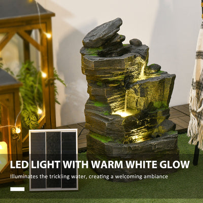 Outsunny Garden Water Feature with LED Lights - Dark Grey 