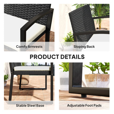 Outsunny Two-Seater Rattan Garden Bench - Beige/Black 