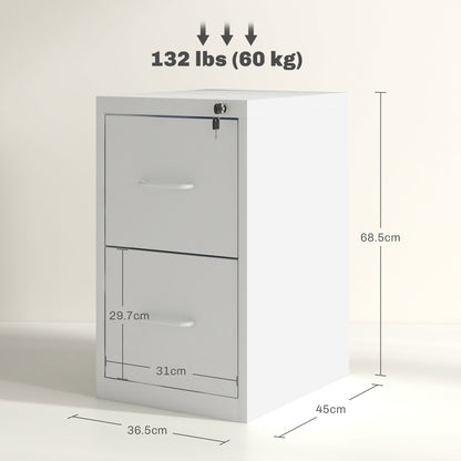 HOMCOM Two-Drawer Modern Steel Filing Cabinet - Cream 