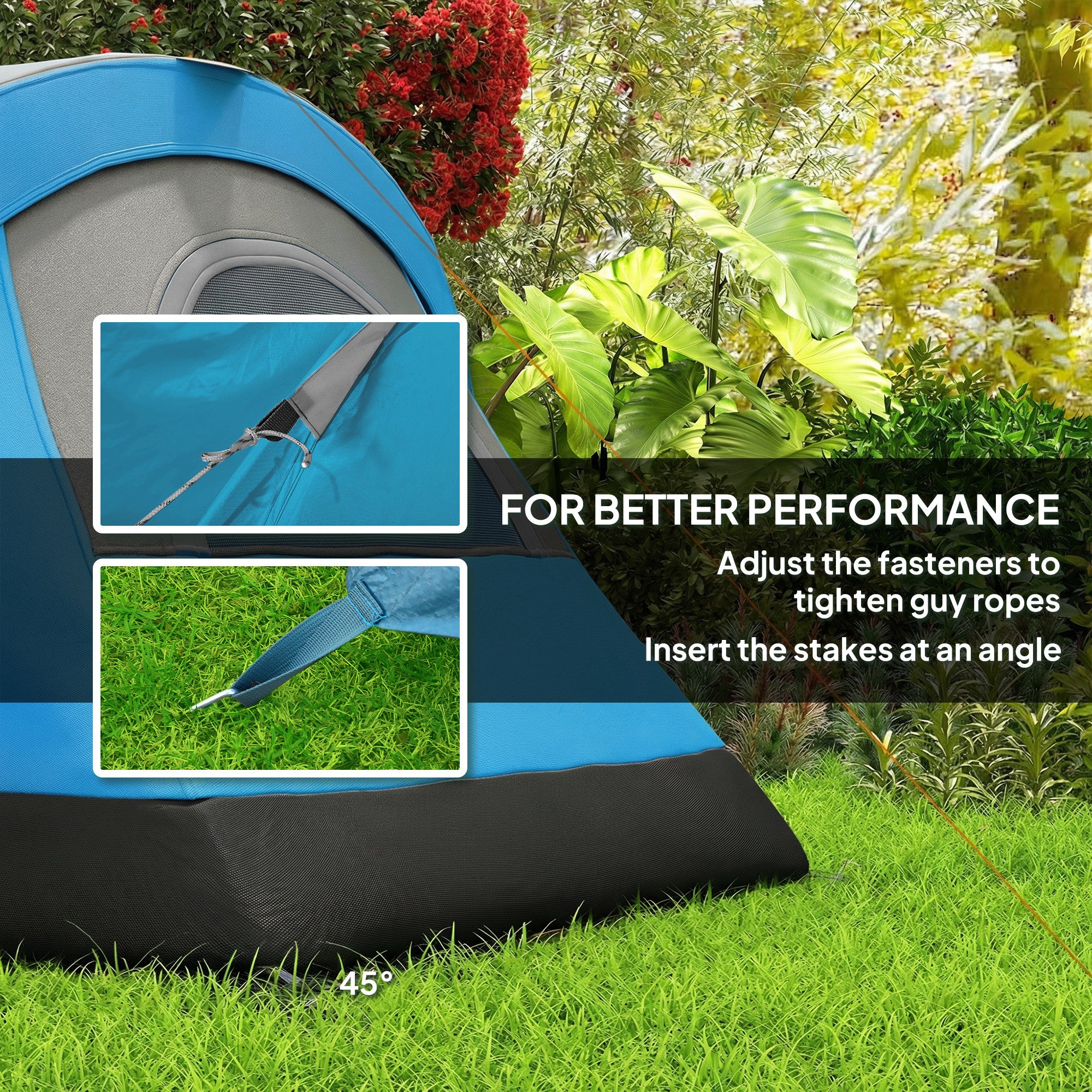 Outsunny 5-6 Man Camping Tent, Tunnel Tent, Water Resistant Hiking Shelter with Groundsheet and Carry Bag, Light Blue 
