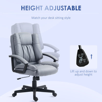 HOMCOM Office Chair, Computer Desk Chair, Mid Back Executive Chair with Adjustable Height and Swivel Rolling Wheels for Home Study, Light Grey 