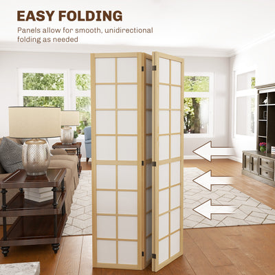 HOMCOM 4 Panel Folding Room Divider, Freestanding Room Separator, Indoor Privacy Screen for Living Room, Bedroom, 160 x 170cm 