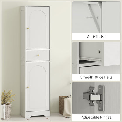 HOMCOM Tall Bathroom Cabinet with Arched Doors - White