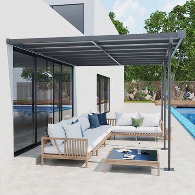 Outsunny Outdoor Patio Gazebo Pergola, Aluminum Post, 4.35 x 3 m PC Roof 