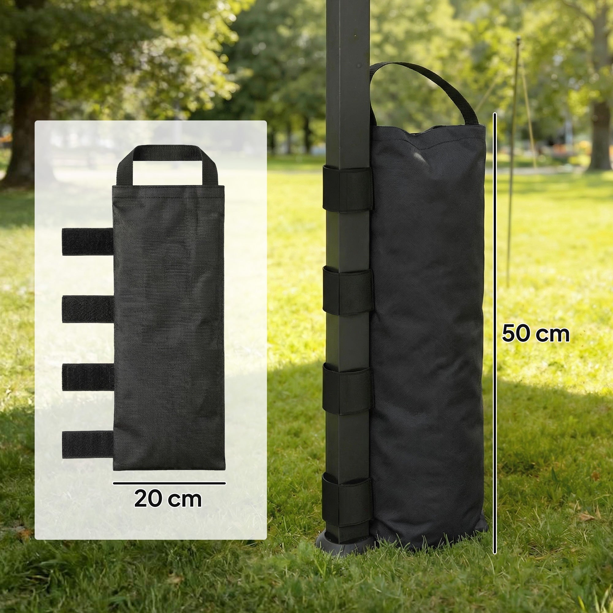 Outsunny 8 Pack Gazebo Sand Weights Bags, 40 kg 600D Heavy Duty Sand Bags Sandbags for Canopy Tent Legs, Without Sand, Black 