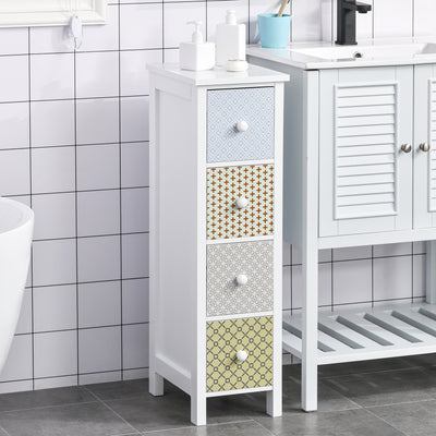 HOMCOM Chest of Drawers, 4 Drawer Dresser, Storage Organizer Toilet Tissue Cabinet for Bedroom, Bathroom 