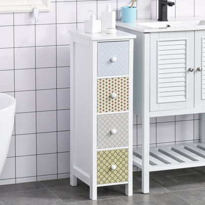 HOMCOM Chest of Drawers, 4 Drawer Dresser, Storage Organizer Toilet Tissue Cabinet for Bedroom, Bathroom 