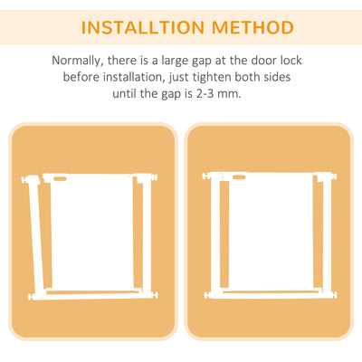 PawHut Pet Safety Gate, for Doorways, Staircases, Hallways, with 75-82cm Adjustable Width - White 
