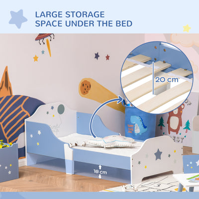 HOMCOM Toddler Bed Frame, Kids Bedroom Furniture for Boys Girls with Safe Guardrails, Low Junior Blue 