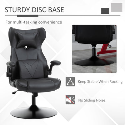 Vinsetto Video Game Chair with Lumbar Support, Racing Style Home Office Chair, Computer Chair with Swivel Base, Flip-up Armrest and Headrest, Black 