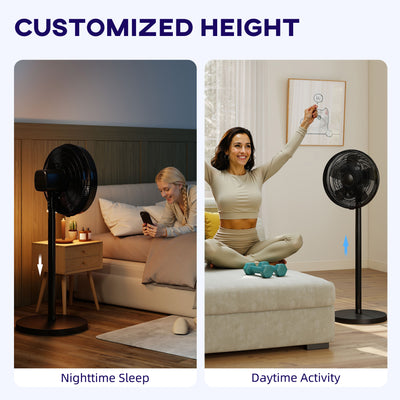 HOMCOM 40 cm Standing Fan, Cooling Floor Fan with 80° Oscillating, Adjustable Tilt and Height, 4 Speed, Remote Control, Black 