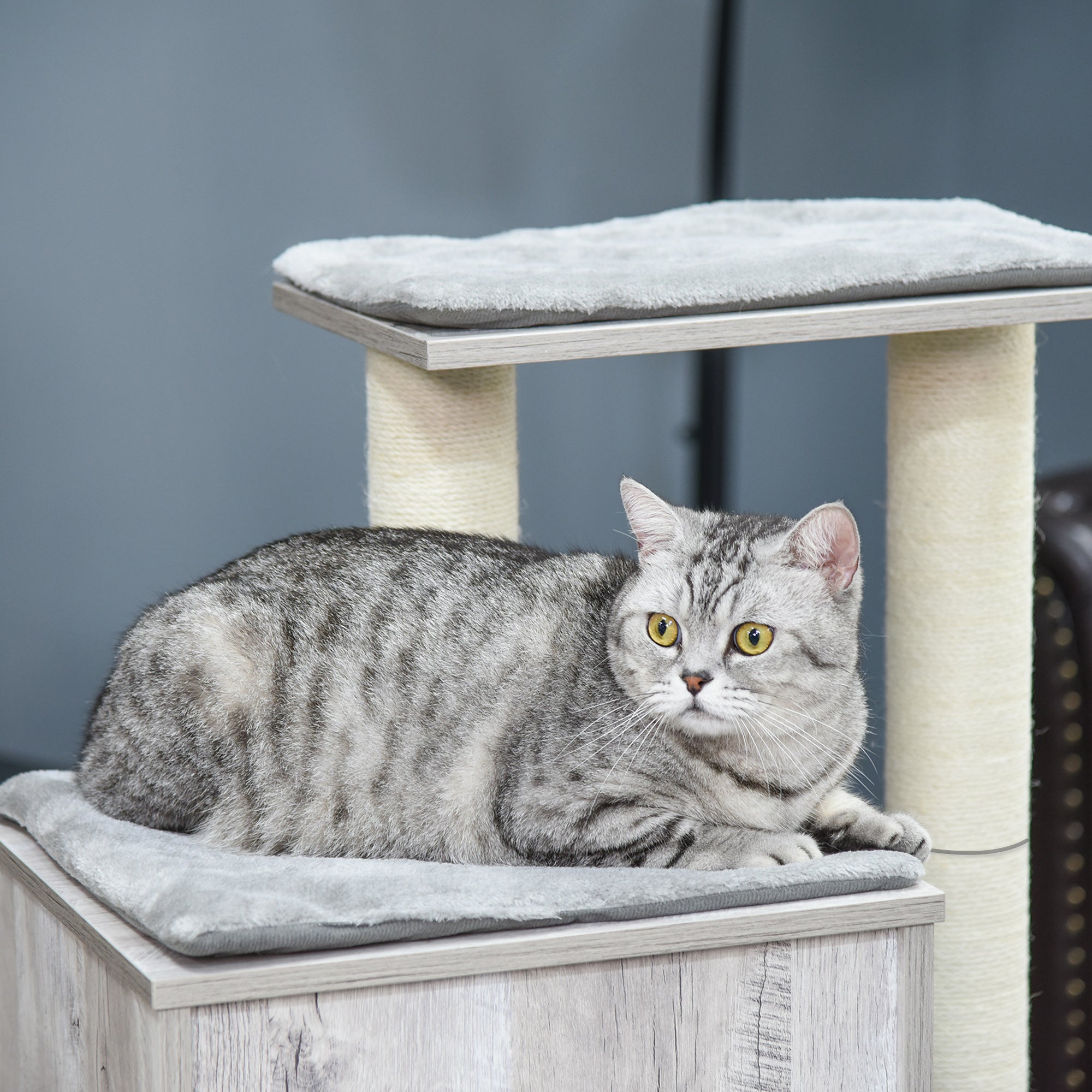 PawHut Cat Tree for Indoor Large Cats 113cm Kitten Tower Condo Jute Scratching Post Kitten Play House Activity Center Furniture 