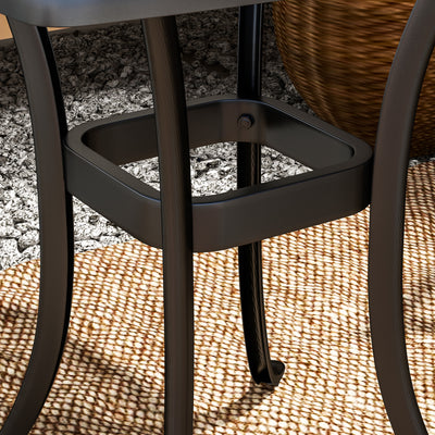 Outsunny Outdoor Garden Table with 38mm Dia. Umbrella Hole, Cast Aluminium Patio End Table with Anti-slip Foot Pads for Garden, Patio, Balcony, 54 x 54cm, Black 