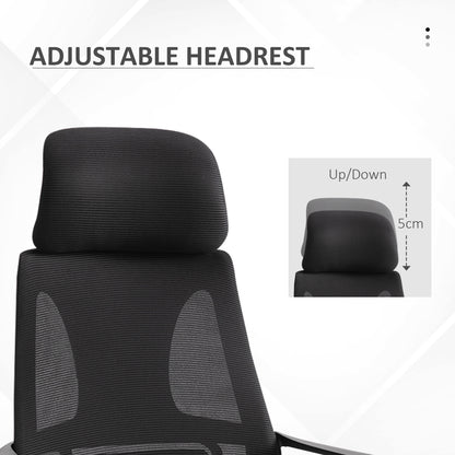 Vinsetto Ergonomic Office Chair, High Back Computer Chair, Mesh Desk Chair with Lumbar Support, Headrest, Wheel, Adjustable Height, Black 